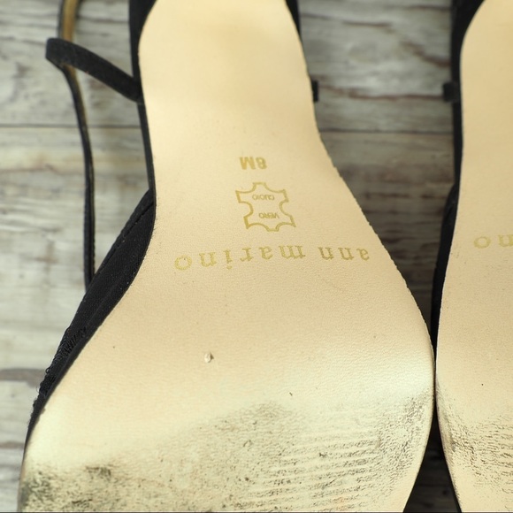 Ann Marino sz 8 black satin sequin evening shoes - Picture 8 of 8